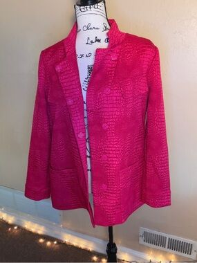 Black Label By Chico’s Hot Pink Textured Button-Front Blazer